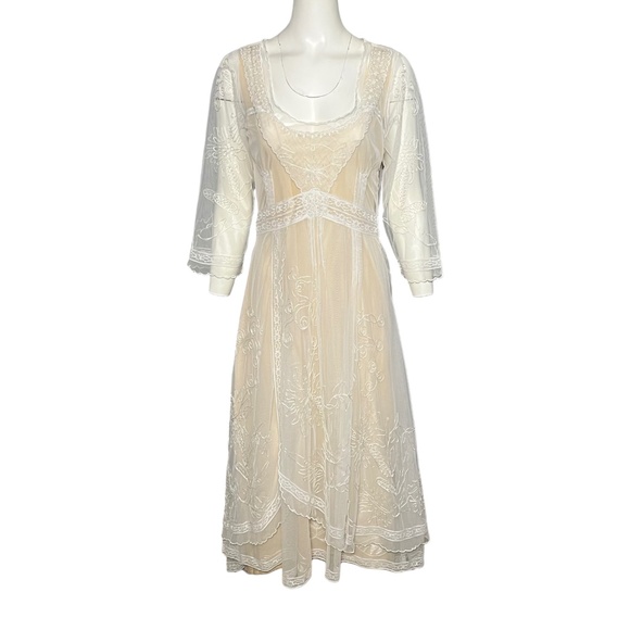 Nataya 40163 Downton Abbey Ivory Peach Tea Party Gown Tulle Dress Size Large NWT - Picture 15 of 15